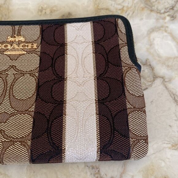 Coach Large Corner Zip Wristlet Wallet Signature Jacquard with Stripes- Unused - Picture 13 of 16
